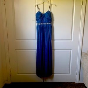 Blue strapless long gown. Size 13 New with tags